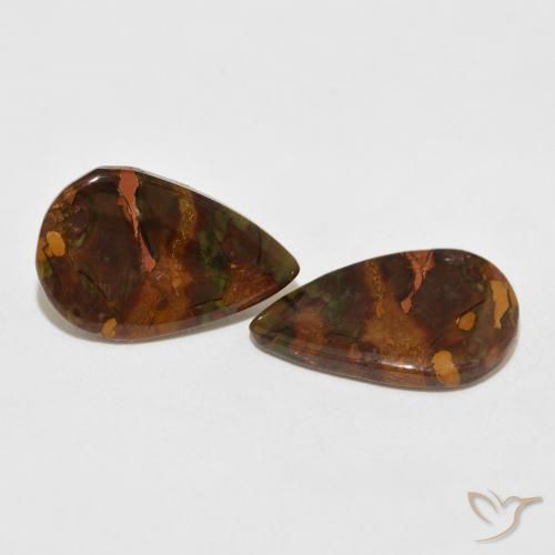 10.82 ctw Multicolor Jasper Stones, Natural Jasper in Pear Cabochon Shape for Sale