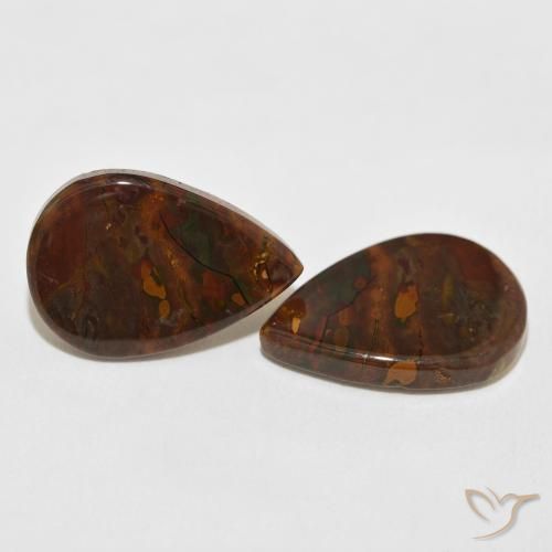 20.11 ctw Multicolor Jasper Stones, Natural Jasper in Pear Cabochon Shape for Sale