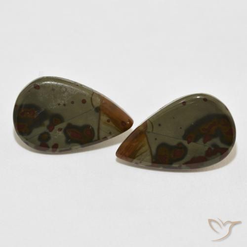 12.88ctw Natural Multicolor Jasper, Pear Shape, Opaque