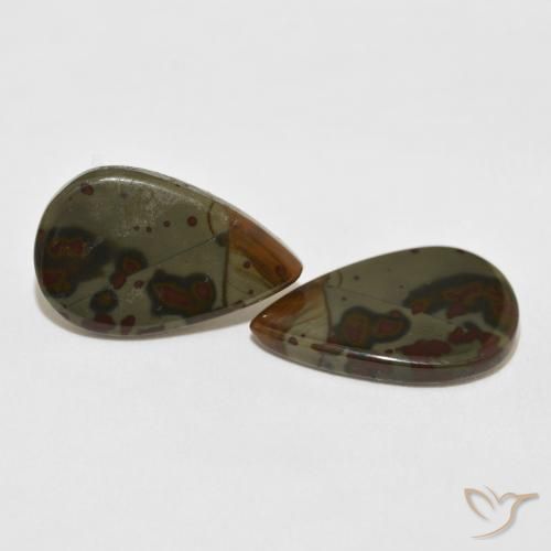 12.88 ctw Multicolor Jasper Stones, Natural Jasper in Pear Cabochon Shape for Sale