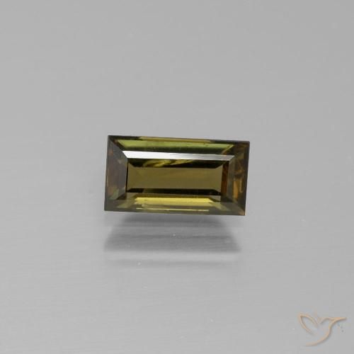 1,03 ct baguetteschliff Kornerupin aus Sri Lanka, Größe: 7,8 x 4,1mm, Reinheit: VS-SI, Garantiert echter Edelstein, 1 Stück Kornerupin in Grünlich-braun Farbe, Mohs-Härte von 6,5 - 7 Geeignet für den täglichen Gebrauch im Schmuck, Photo A