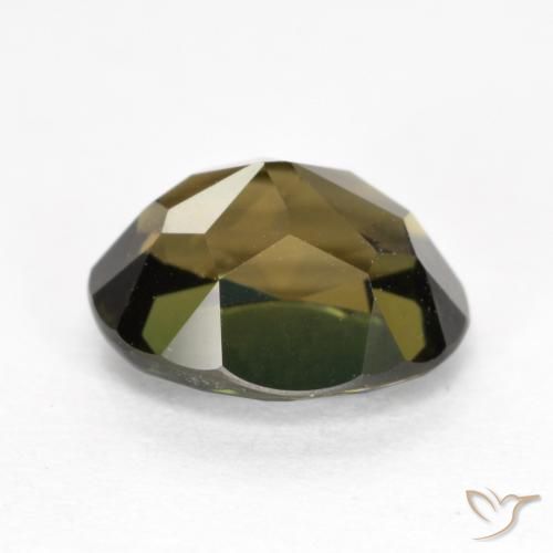 Kornerupine Gemstone in 7.9 x 6.4 mm Size for Sale, Kornerupine Stone in Greenish Brown Color