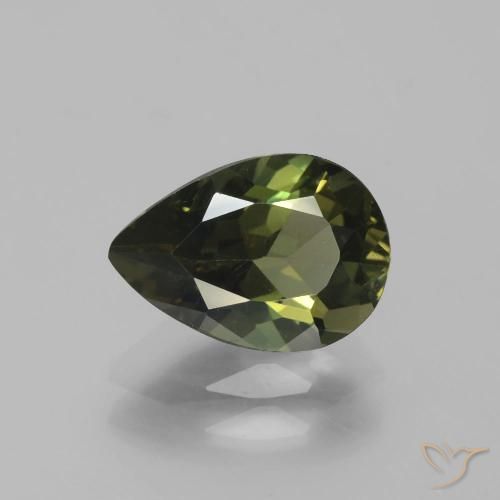 Зеленовато-коричневый Корнерупин Камень - 1.7ct Фасетная Груша (ID: 389300)