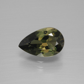 Verde terroso Kornerupina Gema - 2.1ct Corte en forma de pera (ID: 390427)