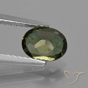 Kornerupine Gemstone in 7.1 x 5.4 mm Size for Sale, Kornerupine Stone in Brownish Green Color