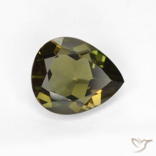 0.71 ct Green Kornerupine Stone, Natural Kornerupine in Pear Facet Shape for Sale