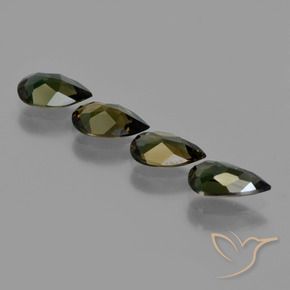 Kornerupine Gemstones in 7 x 4.4 mm Size for Sale, Kornerupine Stones in Dark Green Color