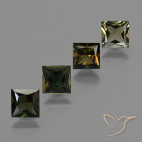 2.48 ctw Green Kornerupine Stones, Natural Kornerupine in Princess-Cut Shape for Sale