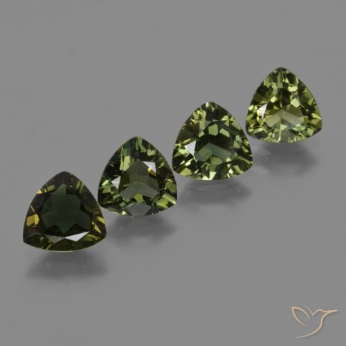 2.47 ctw Green Kornerupine Stones, Natural Kornerupine in Trillion Facet Shape for Sale