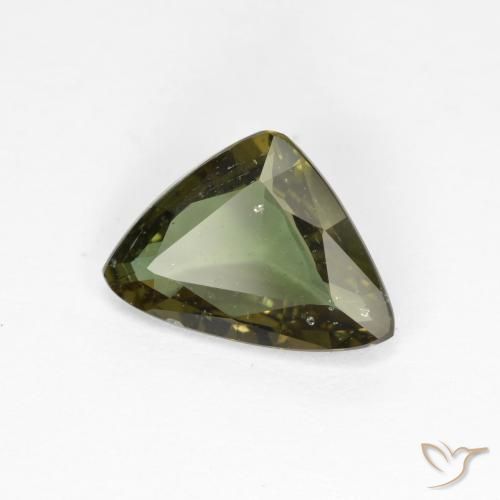 1.57 ct Green Kornerupine Stone, Natural Kornerupine in Trillion Facet Shape for Sale