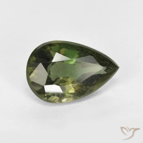 1.51 ct Green Kornerupine Stone, Natural Kornerupine in Pear Facet Shape for Sale