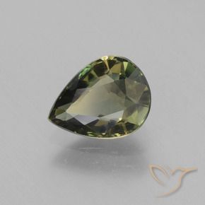 1.35 ct Green Kornerupine Stone, Natural Kornerupine in Pear Facet Shape for Sale