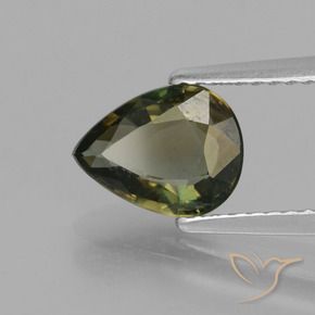 1.41 ct Green Kornerupine Stone, Natural Kornerupine in Pear Facet Shape for Sale