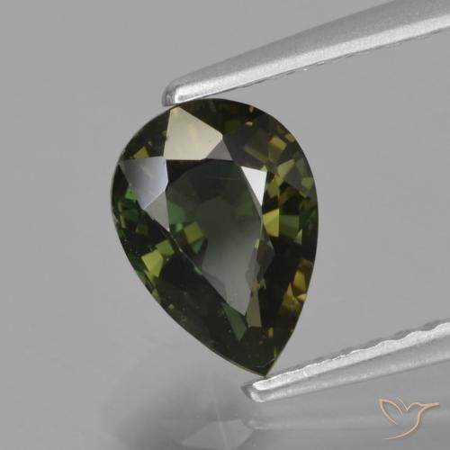 1.16 ct Green Kornerupine Stone, Natural Kornerupine in Pear Facet Shape for Sale