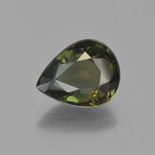 2.38ct Pear Facet Green Kornerupine from Sri Lanka, Dimension 9.9 x 7.9mm, Natural untreated Gemstone, VVS-VS Clarity, 1 piece Kornerupine in Brownish Green Color, Mohs Hardness of 6.5 - 7 suitable for daily wear jewelry, Photo A