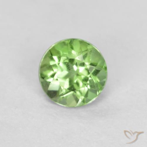 3,4mm grüner Kornerupin im Rundschliff aus Sri Lanka, Gewicht 0,16 ct, Garantiert echter Edelstein in VS Reinheit, 1 Stück Kornerupin - die Farbe ist Mittelgrün, Mohs-Härte von 6,5 - 7 Geeignet für den täglichen Gebrauch im Schmuck, Photo A