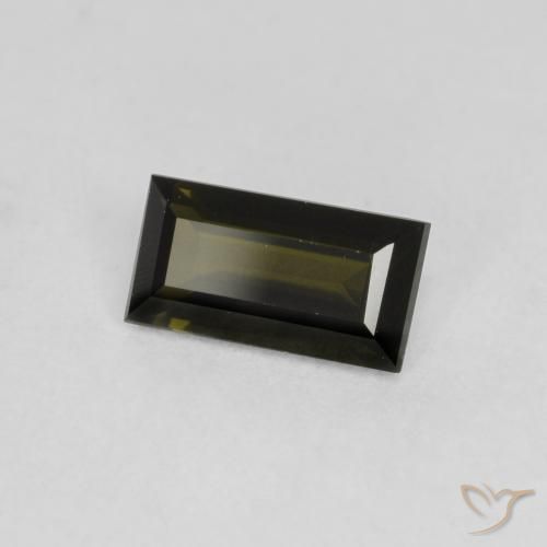 0.48 ct Green Kornerupine Stone, Natural Kornerupine in Baguette Facet Shape for Sale
