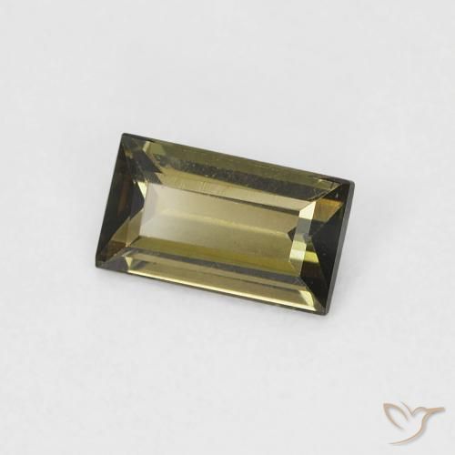 0.35 ct Green Kornerupine Stone, Natural Kornerupine in Baguette Facet Shape for Sale