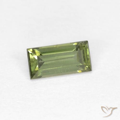 0.48 ct Green Kornerupine Stone, Natural Kornerupine in Baguette Facet Shape for Sale