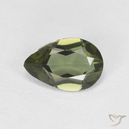 0.34ct Natural Deep Green Kornerupine, Pear Shape, VVS