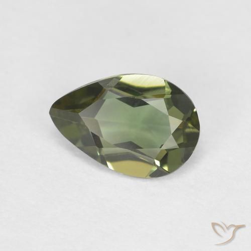 0.34 ct Green Kornerupine Stone, Natural Kornerupine in Pear Facet Shape for Sale