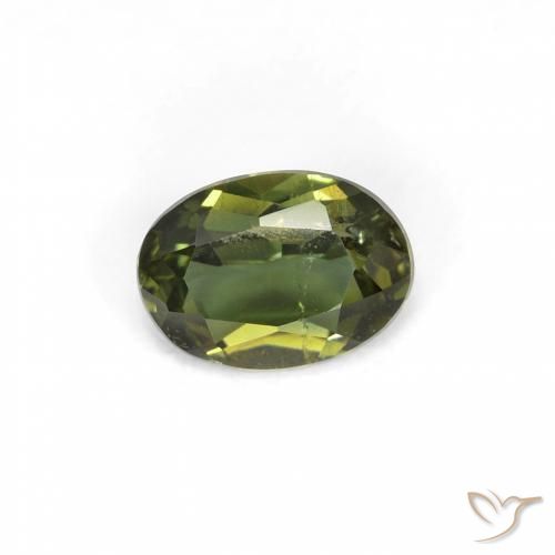 0.37 ct Green Kornerupine Stone, Natural Kornerupine in Oval Facet Shape for Sale