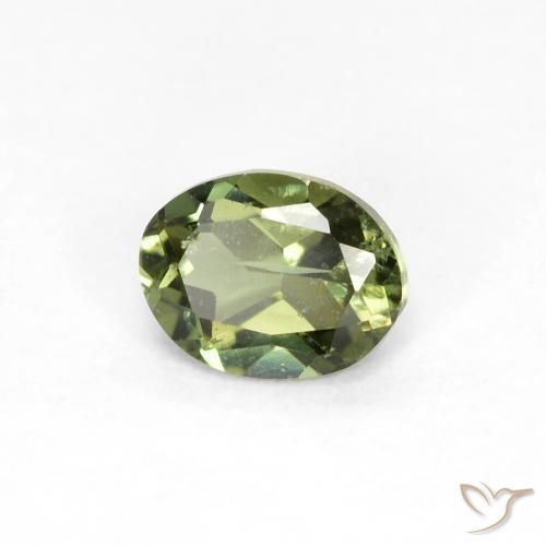 0.37 ct Green Kornerupine Stone, Natural Kornerupine in Oval Facet Shape for Sale