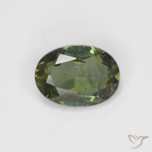 0.32 ct Green Kornerupine Stone, Natural Kornerupine in Oval Facet Shape for Sale