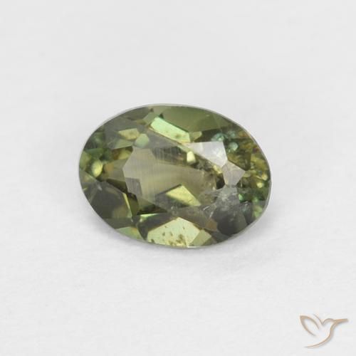 0.36 ct Green Kornerupine Stone, Natural Kornerupine in Oval Facet Shape for Sale