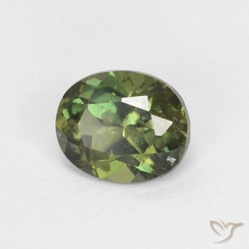 0.43 ct Green Kornerupine Stone, Natural Kornerupine in Oval Facet Shape for Sale