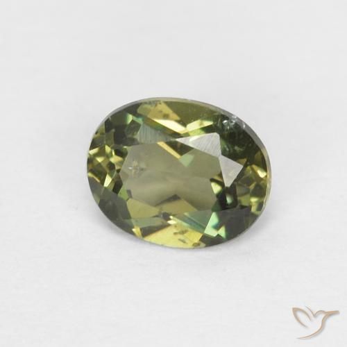 0.38 ct Green Kornerupine Stone, Natural Kornerupine in Oval Facet Shape for Sale