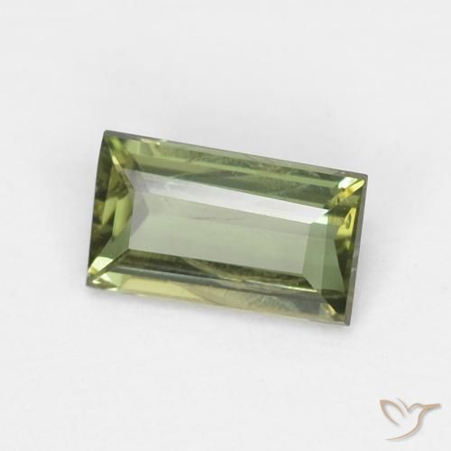 0.35 ct Green Kornerupine Stone, Natural Kornerupine in Baguette Facet Shape for Sale