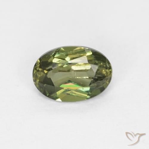 0.30 ct Green Kornerupine Stone, Natural Kornerupine in Oval Facet Shape for Sale