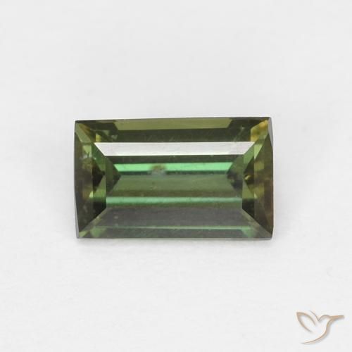 0.36 ct Green Kornerupine Stone, Natural Kornerupine in Baguette Facet Shape for Sale