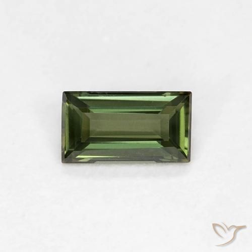 0.27 ct Green Kornerupine Gemstone, Kornerupine Gem in Baguette Facet Shape for Sale.