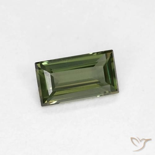 0.27 ct Green Kornerupine Stone, Natural Kornerupine in Baguette Facet Shape for Sale