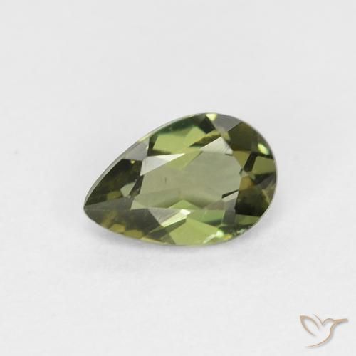 0.31 ct Green Kornerupine Gemstone, Kornerupine Gem in Pear Facet Shape for Sale.