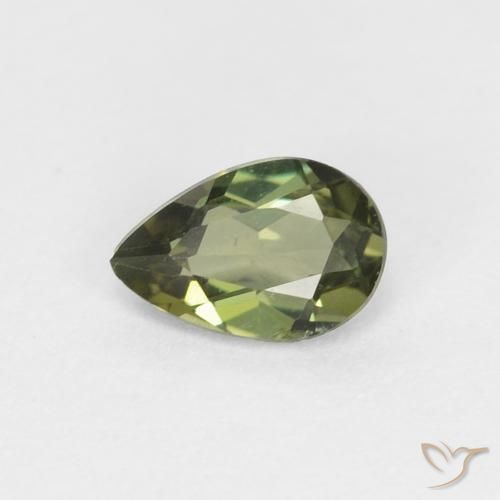 0.31 ct Green Kornerupine Stone, Natural Kornerupine in Pear Facet Shape for Sale