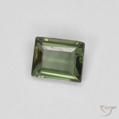 0.28 ct Green Kornerupine Stone, Natural Kornerupine in Baguette Facet Shape for Sale