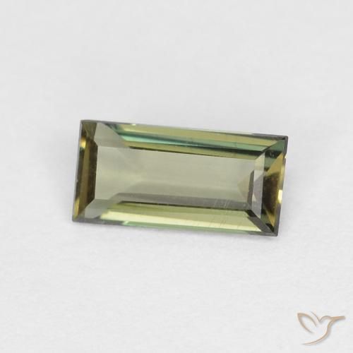 0.30 ct Green Kornerupine Stone, Natural Kornerupine in Baguette Facet Shape for Sale