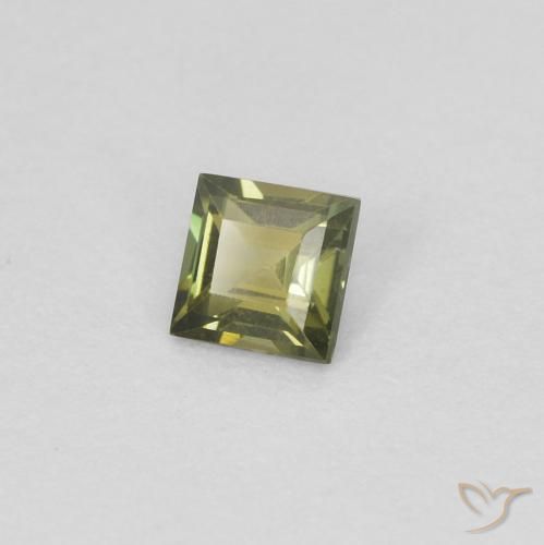 0.18 ct Green Kornerupine Stone, Natural Kornerupine in Square Facet Shape for Sale