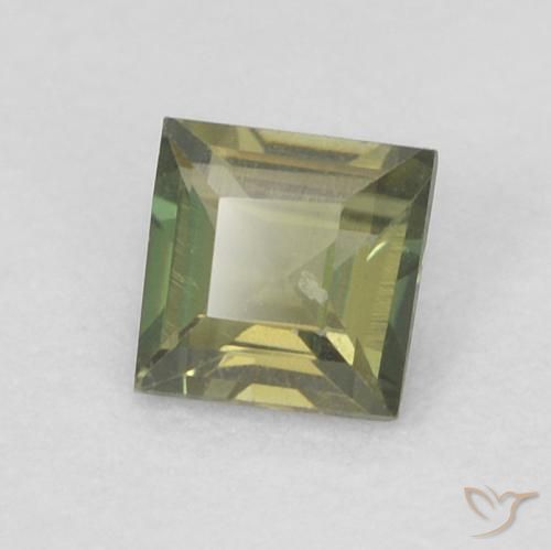 0.18 ct Green Kornerupine Stone, Natural Kornerupine in Square Facet Shape for Sale