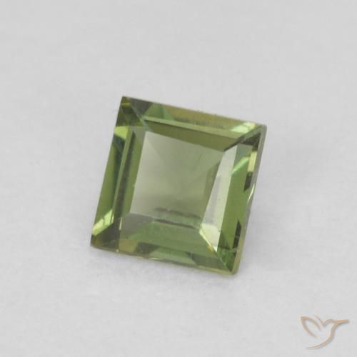 0.26 ct Green Kornerupine Stone, Natural Kornerupine in Square Facet Shape for Sale
