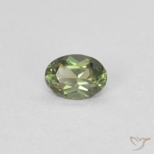 0.13 ct Green Kornerupine Stone, Natural Kornerupine in Oval Facet Shape for Sale