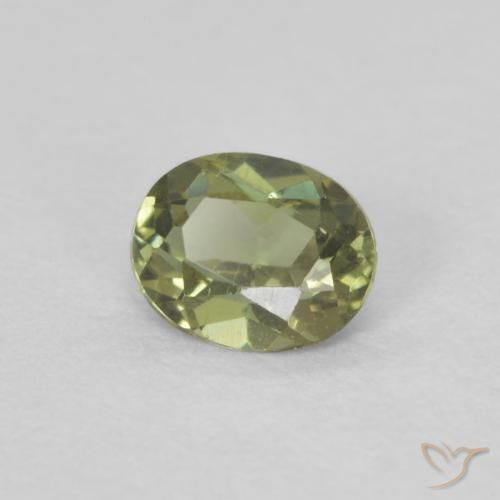 0.25 ct Green Kornerupine Stone, Natural Kornerupine in Oval Facet Shape for Sale