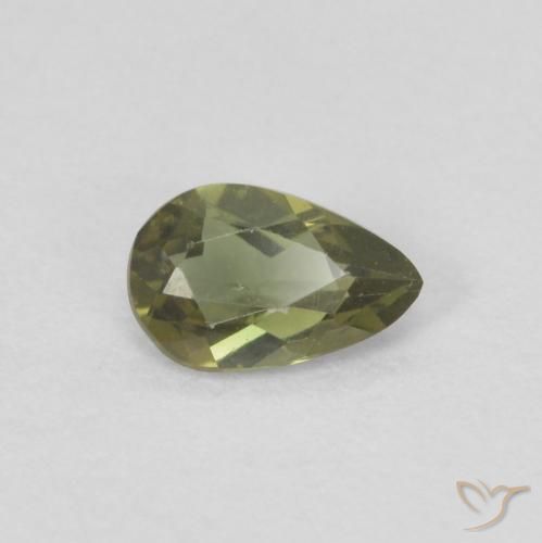0.24 ct Green Kornerupine Stone, Natural Kornerupine in Pear Facet Shape for Sale