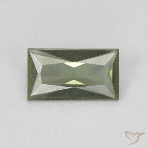 0.22 ct Green Kornerupine Gemstone, Kornerupine Gem in Baguette / Scissor Cut Shape for Sale.