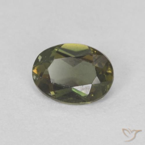 0.25 ct Green Kornerupine Stone, Natural Kornerupine in Oval Facet Shape for Sale