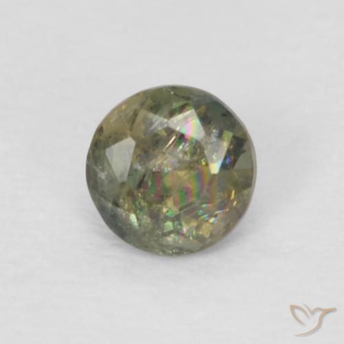 0.11 ct Green Kornerupine Gemstone, Kornerupine Gem in Round Facet Shape for Sale.