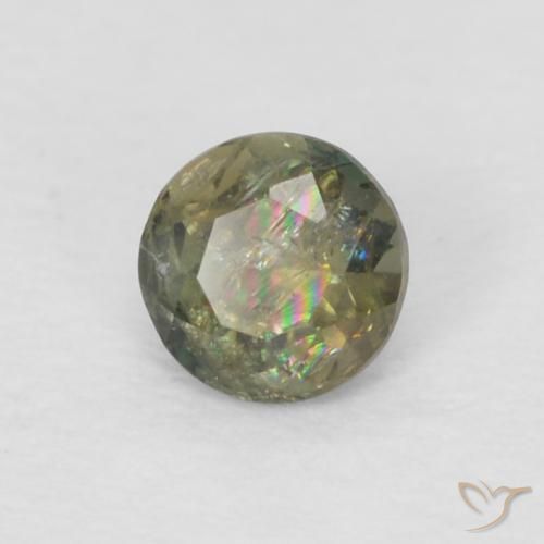 0.11 ct Green Kornerupine Stone, Natural Kornerupine in Round Facet Shape for Sale